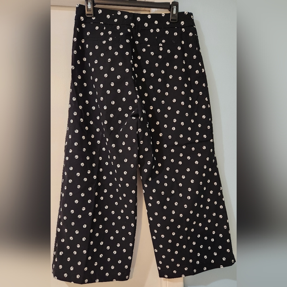 Women's Chico's Palazzo Wide Leg Black Briggitte w/ White Polka Dots 2R U.S. 12R - Picture 5 of 8